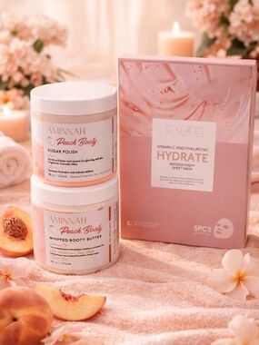 🍑 Aminnah Peach Booty Bundle + Luxe Hydrate Sheet Masks (5pc Set)